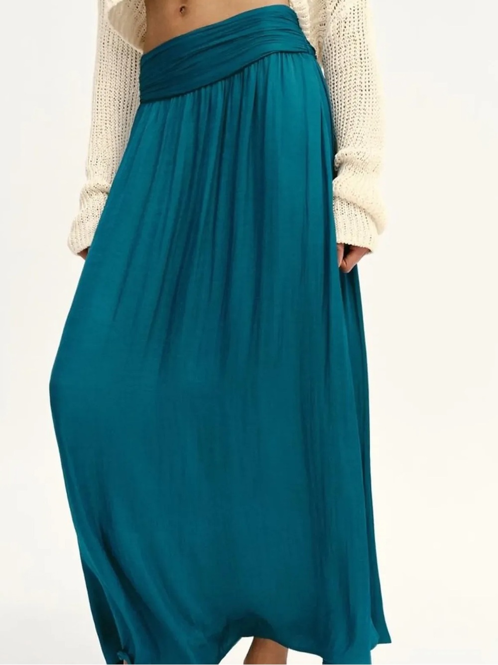 NWT Zara Blue Satin Maxi Skirt